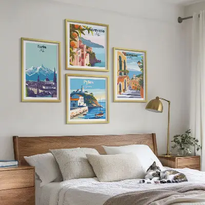 Moderní sada obrazů barevné ilustrace retro měst