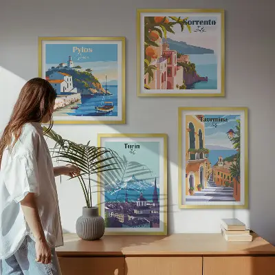 Moderní sada obrazů barevné ilustrace retro měst