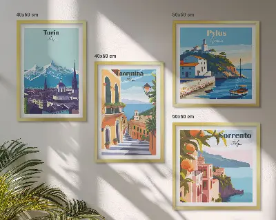 Moderní sada obrazů barevné ilustrace retro měst