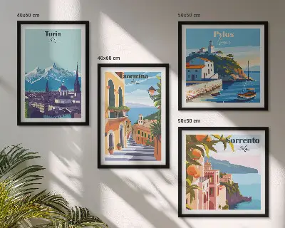 Moderní sada obrazů barevné ilustrace retro měst