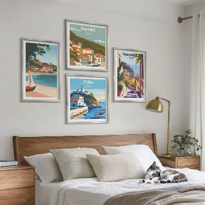 Moderní sada obrazů ilustrace přímořského města