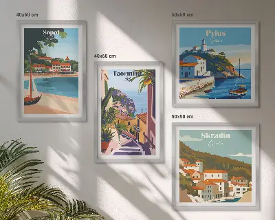 Moderní sada obrazů ilustrace přímořského města