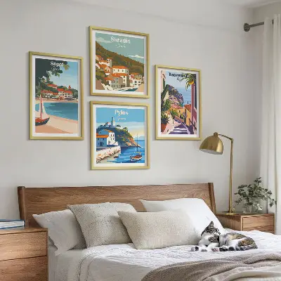 Moderní sada obrazů ilustrace přímořského města