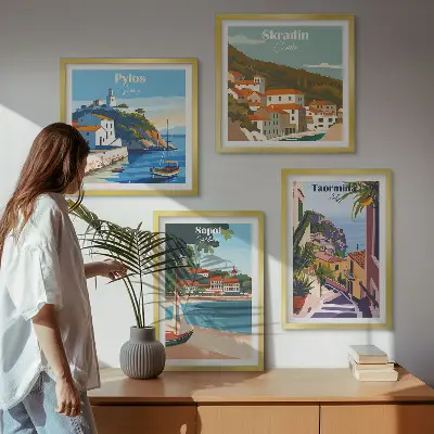 Moderní sada obrazů ilustrace přímořského města