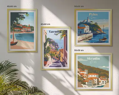 Moderní sada obrazů ilustrace přímořského města
