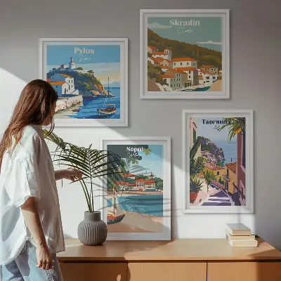 Moderní sada obrazů ilustrace přímořského města