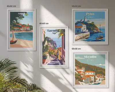 Moderní sada obrazů ilustrace přímořského města