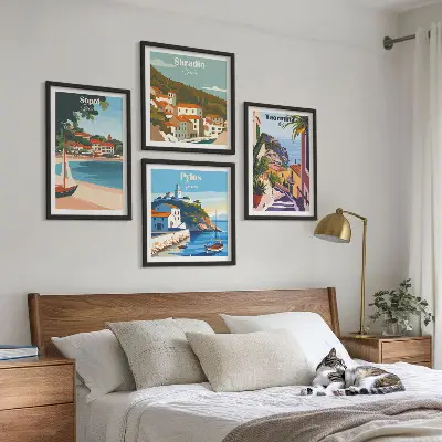 Moderní sada obrazů ilustrace přímořského města