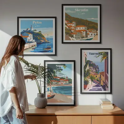 Moderní sada obrazů ilustrace přímořského města