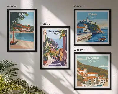 Moderní sada obrazů ilustrace přímořského města