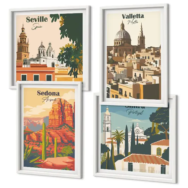 Dekorativní sada obrazů retro městské scenérie Sedona Sintra