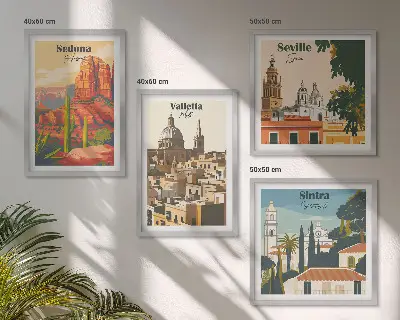 Dekorativní sada obrazů retro městské scenérie Sedona Sintra
