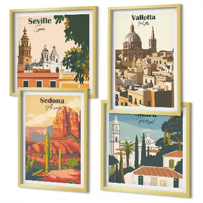 Dekorativní sada obrazů retro městské scenérie Sedona Sintra
