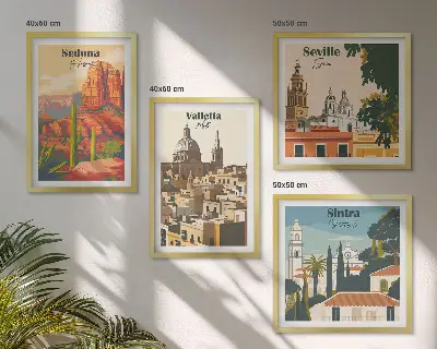 Dekorativní sada obrazů retro městské scenérie Sedona Sintra