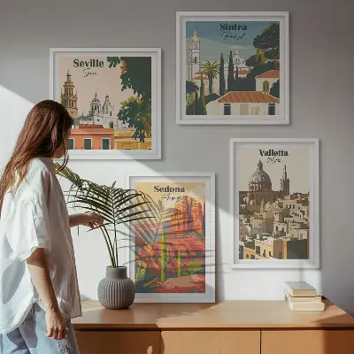 Dekorativní sada obrazů retro městské scenérie Sedona Sintra