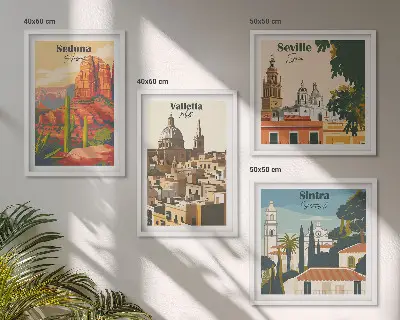 Dekorativní sada obrazů retro městské scenérie Sedona Sintra