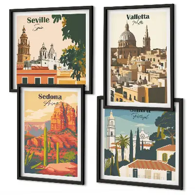 Dekorativní sada obrazů retro městské scenérie Sedona Sintra