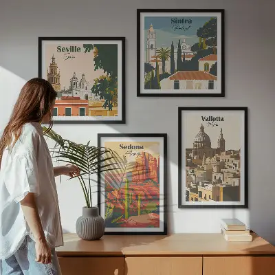Dekorativní sada obrazů retro městské scenérie Sedona Sintra