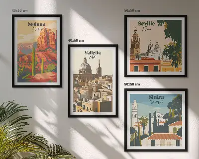 Dekorativní sada obrazů retro městské scenérie Sedona Sintra