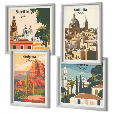 Dekorativní sada obrazů retro městské scenérie Sedona Sintra