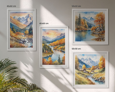 Moderní sada obrazů Horská krajina s řekou