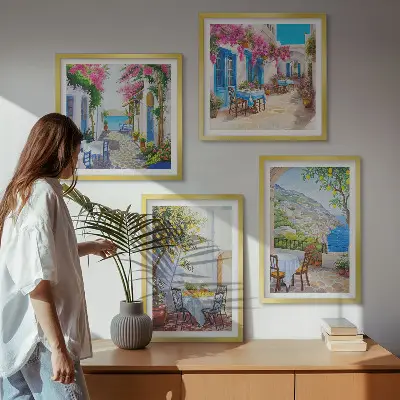 Sada obrazů Okouzlující uličky s rostlinami moderní provedení