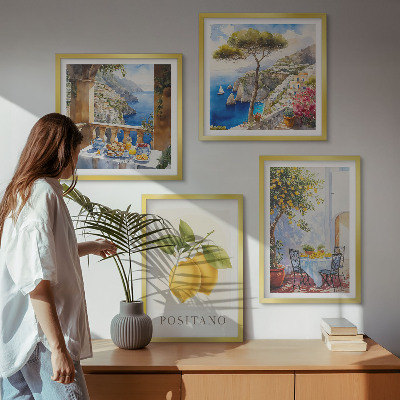 Dekorativní sada obrazů Výhledy na citronovou architekturu v Positanu