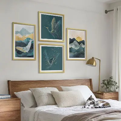 Abstraktní jeřábové hory moderní sada obrazů