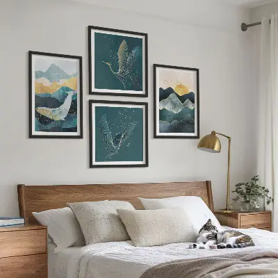 Abstraktní jeřábové hory moderní sada obrazů