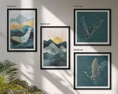 Abstraktní jeřábové hory moderní sada obrazů