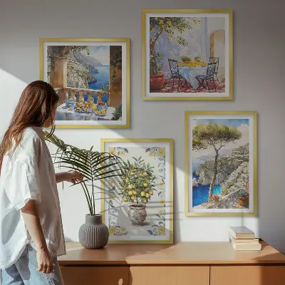 Sada obrazů s motivem citroníků moderní pojetí s mořským motivem