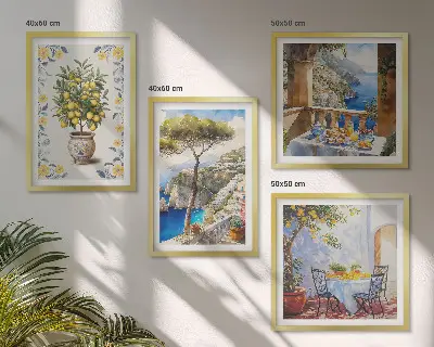 Sada obrazů s motivem citroníků moderní pojetí s mořským motivem