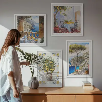 Sada obrazů s motivem citroníků moderní pojetí s mořským motivem