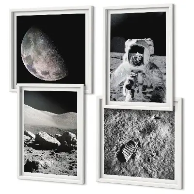 Dekorativní sada obrazů stopa astronauta na Měsíci