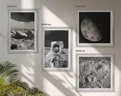 Dekorativní sada obrazů stopa astronauta na Měsíci