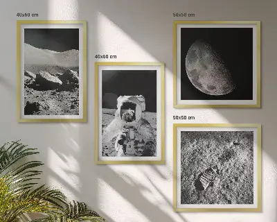 Dekorativní sada obrazů stopa astronauta na Měsíci