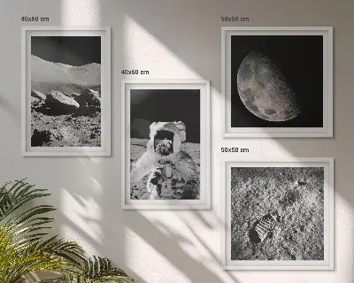 Dekorativní sada obrazů stopa astronauta na Měsíci
