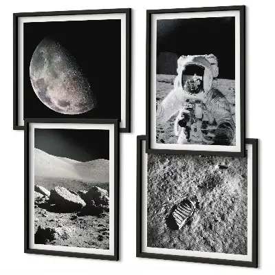 Dekorativní sada obrazů stopa astronauta na Měsíci