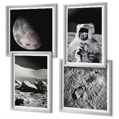 Dekorativní sada obrazů stopa astronauta na Měsíci