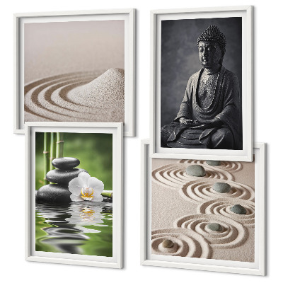 Moderní sada obrazů Relaxující Buddha na pláži