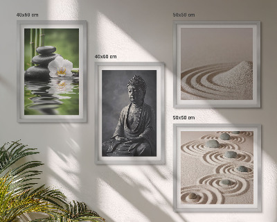 Moderní sada obrazů Relaxující Buddha na pláži