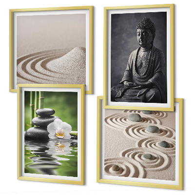 Moderní sada obrazů Relaxující Buddha na pláži