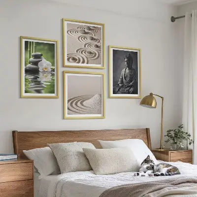 Sada obrazů Relaxující Buddha na pláži moderní provedení