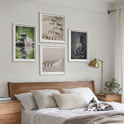 Moderní sada obrazů Relaxující Buddha na pláži