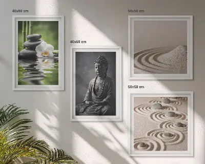 Sada obrazů Relaxující Buddha na pláži moderní provedení