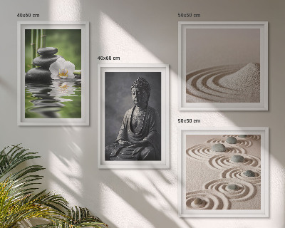 Moderní sada obrazů Relaxující Buddha na pláži