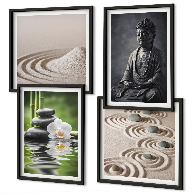 Moderní sada obrazů Relaxující Buddha na pláži