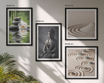 Moderní sada obrazů Relaxující Buddha na pláži