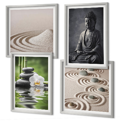 Moderní sada obrazů Relaxující Buddha na pláži