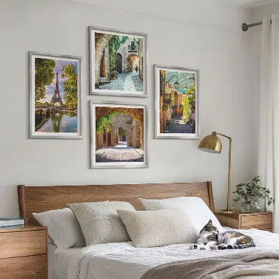 Dekorativní sada obrazů architektura pařížských ulic